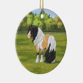 Mooie Buckskin Pinto Gypsy Vanner Draft Horse Keramisch Ornament (Rechts)