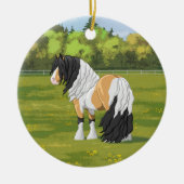 Mooie Buckskin Pinto Gypsy Vanner Draft Horse Keramisch Ornament (Voorkant)