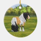 Mooie Buckskin Pinto Gypsy Vanner Draft Horse Keramisch Ornament (Achterkant)