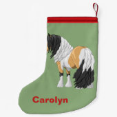 Mooie Buckskin Pinto Gypsy Vanner Draft Horse Kleine Kerstsok (Achterkant)