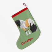 Mooie Buckskin Pinto Gypsy Vanner Draft Horse Kleine Kerstsok (Achterkant (Hangend))