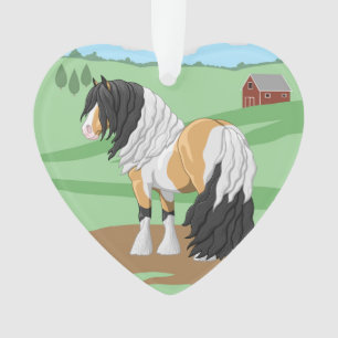 Mooie Buckskin Pinto Gypsy Vanner Draft Horse Ornament