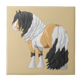Mooie Buckskin Pinto Gypsy Vanner Draft Horse Tegeltje (Voorkant)
