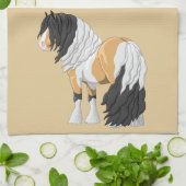 Mooie Buckskin Pinto Gypsy Vanner Draft Horse Theedoek (Gevouwen)