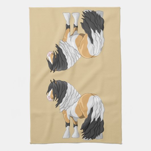 Mooie Buckskin Pinto Gypsy Vanner Draft Horse Theedoek (Verticaal)