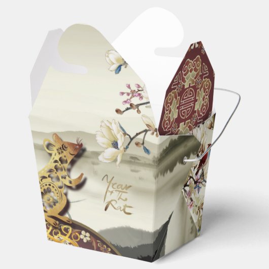 Mooie bucolische scene Chinees Rat Jaar 2020 TOFB Bedankdoosjes (Geopend)
