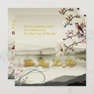 Mooie bucolische scène Vietnamese Rat Jaar 2020 SF Aankondiging