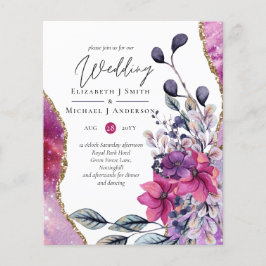 Mooie BUDGET Violet Pink Floral Agate Wedding Flyer