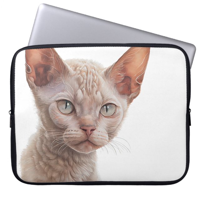 MOOIE BUFF GEKLEURDE REX CAT FACE LAPTOP SLEEVE (Voorkant)