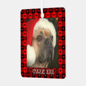 Mooie Buffalo-geruite harten Aangepaste hond Kerst Metalen Ornament (Voorkant links)