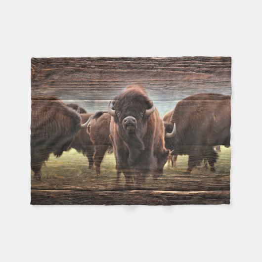 Mooie Buffalo Herd Fleece Deken (Voorkant (Horizontaal))