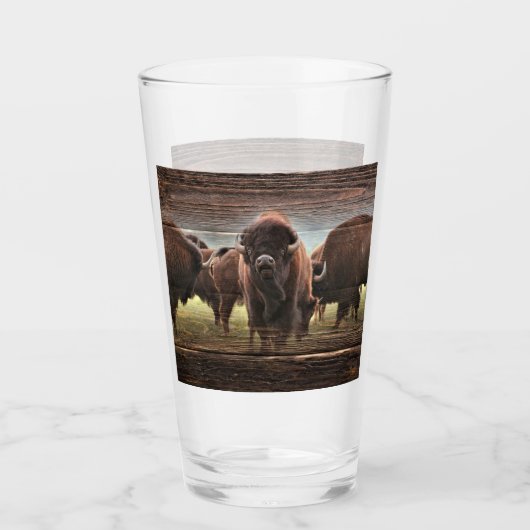 Mooie Buffalo Herd Glas (Voorkant)
