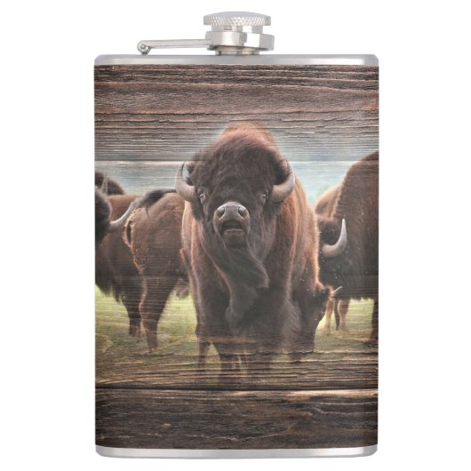 Mooie Buffalo Herd Heupfles (Voorkant)