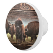 Mooie Buffalo Herd Keramische Knop (Rechts)