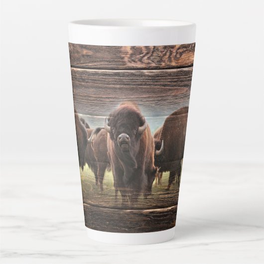 Mooie Buffalo Herd Latte Mok (Voorkant)