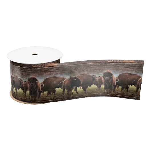Mooie Buffalo Herd Satijnen Lint (Spoel)