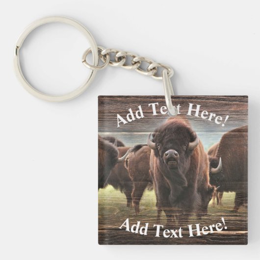 Mooie Buffalo Herd Sleutelhanger (voorkant)