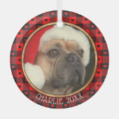Mooie Buffalo Plaid Hartjes Aangepaste Hond Dier K Glas Ornament (Voorkant)