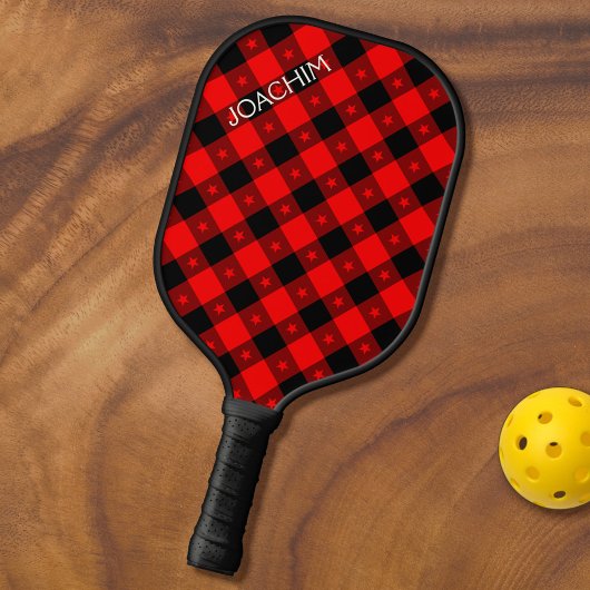 Mooie Buffalo ruit met sterren Naam om te personal Pickleball Paddle