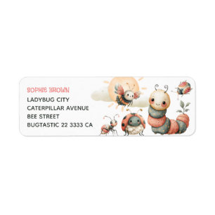 Mooie Bugs Pastel Waterverf Natuur Retouradres Etiket