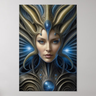 Mooie buitenaardse vrouw - 015 - Fantasy Art Poster