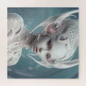 Mooie buitenaardse vrouw in het wit legpuzzel (Horizontaal)