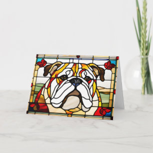 Mooie Bulldog Glas-in-Lood Kaart