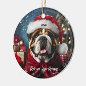 Mooie Bulldog met Santa Hat Keramisch Ornament (Links)