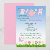 Mooie bundel baby meisje douche uitnodiging (Voorkant / Achterkant)