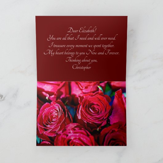 Mooie bundel rode rozen bedankkaart (Binnen)