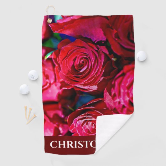 Mooie bundel rode rozen golfhanddoek (Insitu)