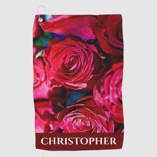 Mooie bundel rode rozen golfhanddoek (Voorkant)