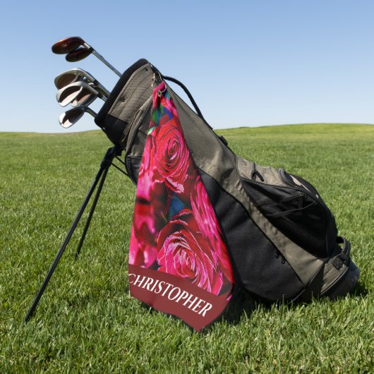 Mooie bundel rode rozen golfhanddoek (Groen)