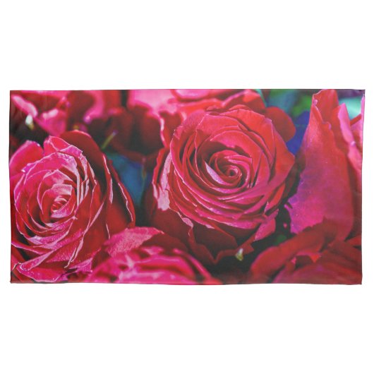 Mooie bundel rode rozen kussensloop (Voorkant-Links)