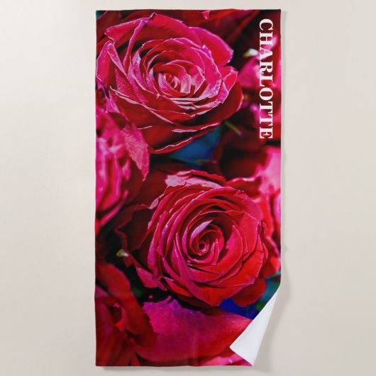 Mooie bundel rode rozen strandlaken (Voorkant)