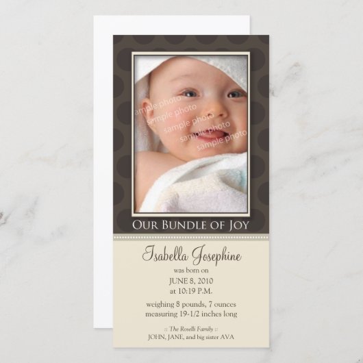 Mooie bundel van vreugde Geboorteaankondiging: tau Aankondiging (Voorkant / Achterkant)