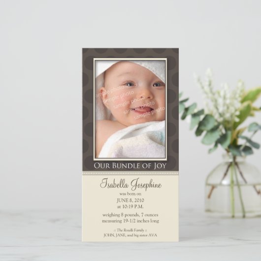 Mooie bundel van vreugde Geboorteaankondiging: tau Aankondiging (Staand voorkant)