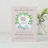 Mooie Bunny Bloemen Krans Brunch & Egg Hunt Kaart (Staand voorkant)