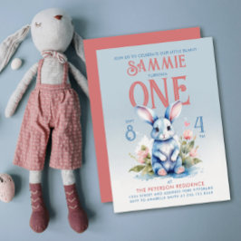 Mooie Bunny Boy Meisje Bloemen Verjaardag Waterver Kaart