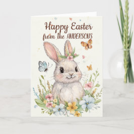 Mooie Bunny en bloemmotief Feestdagen Kaart