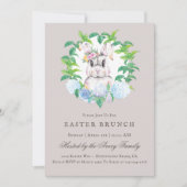Mooie Bunny Floral Wreath Easter Brunch Kaart (Voorkant)