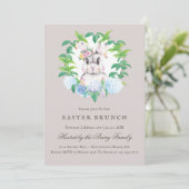Mooie Bunny Floral Wreath Easter Brunch Kaart (Staand voorkant)