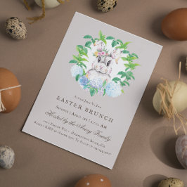 Mooie Bunny Floral Wreath Easter Brunch Kaart