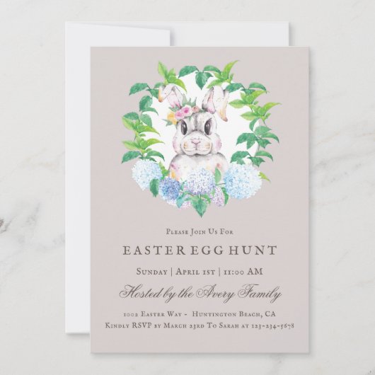 Mooie Bunny Floral Wreath Easter Hunt Kaart (Voorkant)