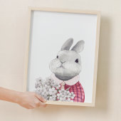 Mooie Bunny Flower Holding Woodland kwekerij Decor Poster