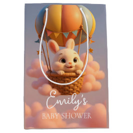 Mooie Bunny Hot Air Ballon met Roze Wolken Medium Cadeauzakje