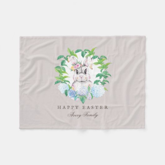 Mooie Bunny Krans Pasen gepersonaliseerd Fleece Deken (Voorkant (Horizontaal))