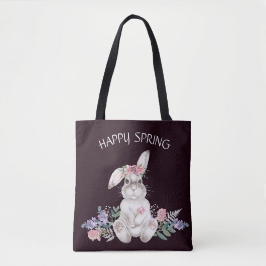 Mooie Bunny - Omkeerbare Floral Happy Spring Tote Bag (Voorkant)