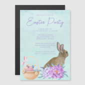 Mooie Bunny Rabbit pasta Floral Paasfeest Magnetische Uitnodiging (Voorkant / Achterkant)