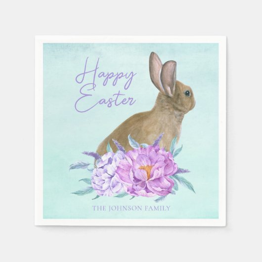 Mooie Bunny Rabbit pasta Floral Paasfeest Servet (Voorkant)